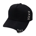 Berretto da baseball nero con anelli in metallo e borchie in stile punk rock - Taglia unica / Nero