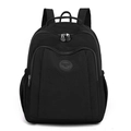 Mochila minimalista de nailon negro de gran capacidad con correas anchas para el viaje - Negro Tinta