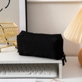 Minimalist large capacity black mesh stationery bag with smooth double zipper closure - Black
