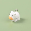 Miniature white resin calf charm with black spots and orange muzzle for DIY jewelry - Small Cow Print