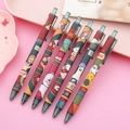 Set of 6 retractable gel pens with colorful cartoon patterns for school and office use - Happy Bus