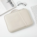 Detailansicht der beigen wasserdichten Laptoptasche mit Griff und Reißverschluss - 11" / Milchweiß