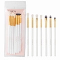 7-piece white and gold professional eye makeup brush set with PVC packaging card - PVC Card Packaging / White Gold