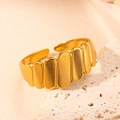 Minimalist gold-plated open ring featuring a vertical textured finish and metallic luster - Gold 14-2
