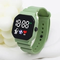 Digital sports watch for kids with green silicone strap and cartoon astronaut display - Matcha Green