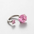 Orecchino a ferro di cavallo argento con zirconi rosa e design a doppia vite a vite - Stile Rosa (2#)