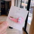 Pink quicksand hair clip with heart sequins and a cute white rabbit for girls - Little White Rabbit