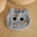Plush grey cartoon cat pillow case in soft faux fur with large black round eyes - Large Grey Cat Shell
