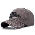 Cappellino da baseball grigio lavato con ricamo PC grae e cuciture a contrasto - Regolabile / caffè
