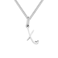 Elegant silver titanium steel cuban chain necklace with a cursive letter X heart pendant - Letter X / Steel