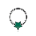 Piercing de nez 16G en acier inoxydable avec un charme étoile verte vibrante - 1.2x8mm / Étoile (Film Pailleté Vert)