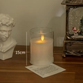 15cm cylindrical transparent glass LED candle lamp with realistic warm flickering flame - Transparent 15cm