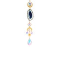 Blue agate suncatcher with golden moon and sun metal accents and iridescent crystals - Lake Blue Agate/Gold Series