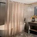 Wasserdichter PEVA-Duschvorhang in champagnerfarben mit quadratischem Webmuster-Struktur - 180*180CM / Kaffee 3D-Katzenauge mit Stahlöse und Magnet