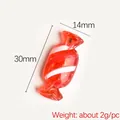 Mini resin Christmas candy pendant with red and white stripes and gold sequins, 30mm size - Red Striped Candy