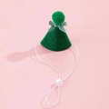 Dark green pet birthday party hat with green plaid bow and adjustable elastic strap - Green Bow Hat
