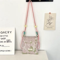 Borsa a tracolla floreale con cinturino rosa regolabile e motivo a rose viola - Pittura a Olio Fiore di Lychee