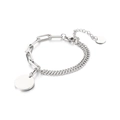 Silver double layer titanium steel chain bracelet with round pendant on white background - Steel Color Round Plate Spliced Bracelet (KB170906-Z)