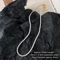 Collier classique de perles blanches 4mm avec fermoir doré et longueur de 39cm - 4mm