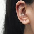 Gold plated wrap earring with sparkling zircon stones in a minimalist star pattern - Leaf Style (DZ-325) / Gold
