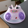 Kids purple sun hat with dual cooling fans and cute rabbit decor for outdoor activities - Ice Silk Animal Double Fan Style / Ice Silk Animal Double Fan-Purple Rabbit