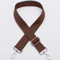 Adjustable wide replacement strap with red and green houndstooth pattern and silver clips - No. 337 Silver Hook