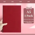 A5 red nubuck leather notebook with 160 lined pages for business office and daily notes - Red
