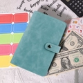 Carpeta de presupuesto A6 azul lago en cuero sintético con 12 sobres con cremallera - Solo Funda Individual / Bronce Retro