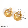 Dettagli dimensionali degli orecchini dorati vintage con perle, misura 26 mm per 31,5 mm - Stile Perla Sintetica Dorata (TE60337-PL-G)