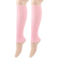 Pink ribbed knit leg warmers in a slouchy style for women's winter fashion and JK outfits - Pink