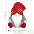 Gnome Christmas silverware holder in red and grey with plush white beard detail - Style B Polka Dots