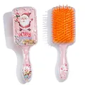 Pink Christmas Santa Claus hairbrush with colorful sequins and orange massage bristles - Pink Jumping Santa - Mixed