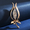 Elegant gold tulip brooch featuring sparkling rhinestones and iridescent pearls on metal - Tulip Bud