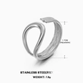 Minimalist adjustable silver stainless steel double ring with 1.7cm diameter - Adjustable Open / Steel Ring