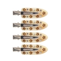 Set of 4 cream acetate flower hair clips with brown rhinestones and silver metal base - Beige Petal Rhinestone