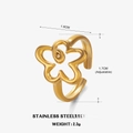 Anello regolabile in acciaio inossidabile dorato con farfalla traforata e peso 2,3g - Fiore Cavo (Oro) / Oro
