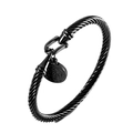 Black cable texture stainless steel bracelet with St. Benedict religious medal charm - Black