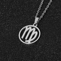 Silver stainless steel Virgo zodiac pendant necklace with hollowed-out circular symbol - Virgo / Steel