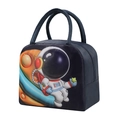 Dark blue insulated astronaut lunch bag with zipper and dual handles for students - Navy Astronaut 28