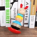 Cartoon rabbit wooden stacking tower wobbler toy in macaron blue and yellow finish - Rabbit Tumbler