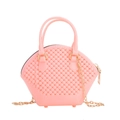 Pink mini shell jelly bag with bubble texture and golden chain strap for summer fashion - Pink
