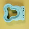 Light blue sandwich cutter mold with wave shape and safety hand guard for bread DIY - Little Bear Blue