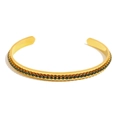 Elegante 18K vergulde open armband met fonkelende groene zirkoon kristallen - Armband met Zirkonia in het Midden / Goud Groen