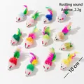 Colorful plush cat mouse toy set with feathers and rattling sound for pet play - Feather Mouse