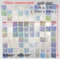 Laser silver shimmer wall panel with 100 square sequins for party backdrop decor - Laser Silver