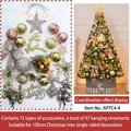 47-piece gold and pink Christmas tree ornament set including star topper and baubles - 1.5m Accessory Kit / Snowflake Deer Gold Champagne