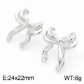 Pendientes de mariposa de acero inoxidable plateado estilo minimalista, 24x22mm - Estilo B Lazo Sólido (KE115310-KFC) / Color Acero