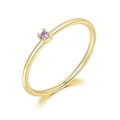 Minimalist S925 sterling silver 18K gold plated thin ring with purple gemstone - US 5 / Light Gold + Purple Stone