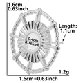 Macro view of silver 304 stainless steel wheel earring with detailed dimensions - Steering Wheel Design (D52-S-Steel)