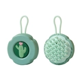 Spazzola massaggiante per cuoio capelluto in silicone verde con motivo a cactus e asola - Cactus Verde / Busta OPP